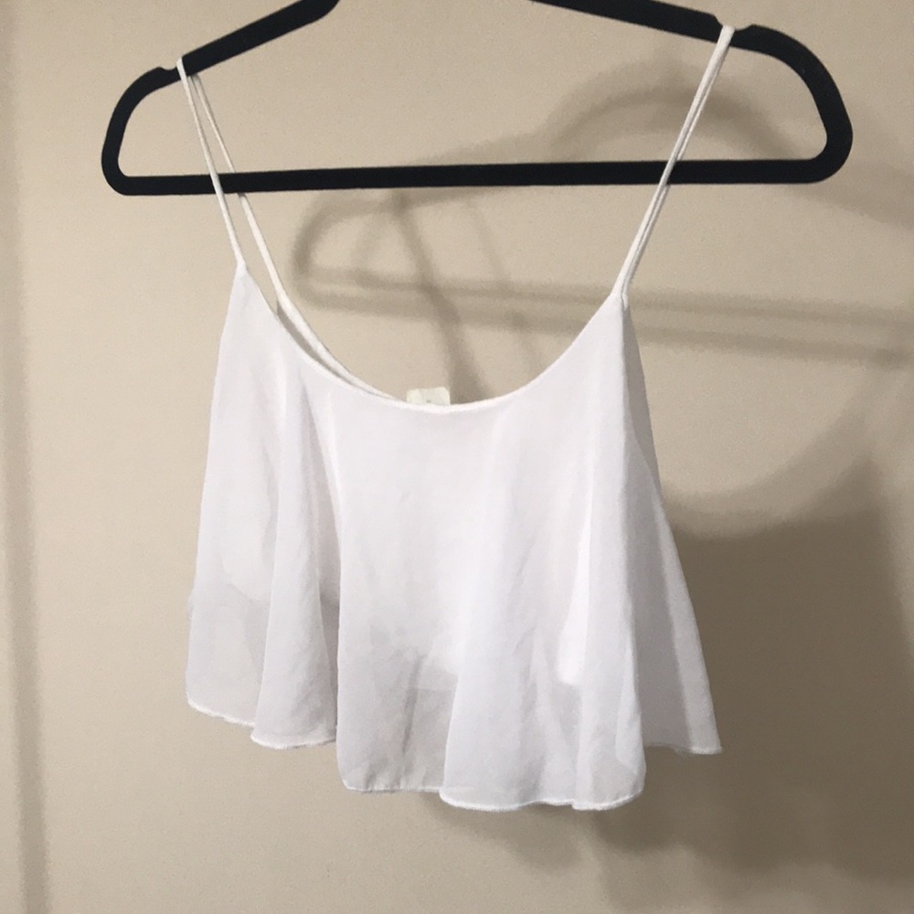 Flowy sheer white crop with spaghetti straps